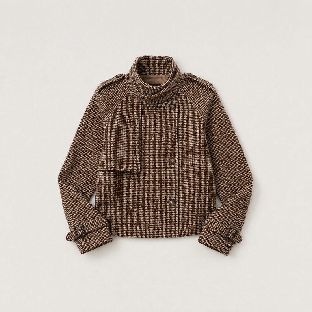 Dottie | Women's Check Funnel Neck Jacket