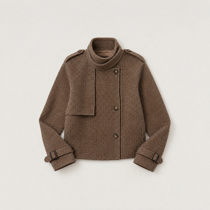 Dottie | Women's Check Funnel Neck Jacket