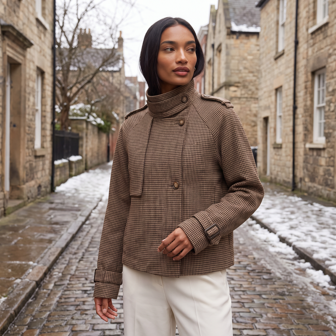 Dottie | Women's Check Funnel Neck Jacket