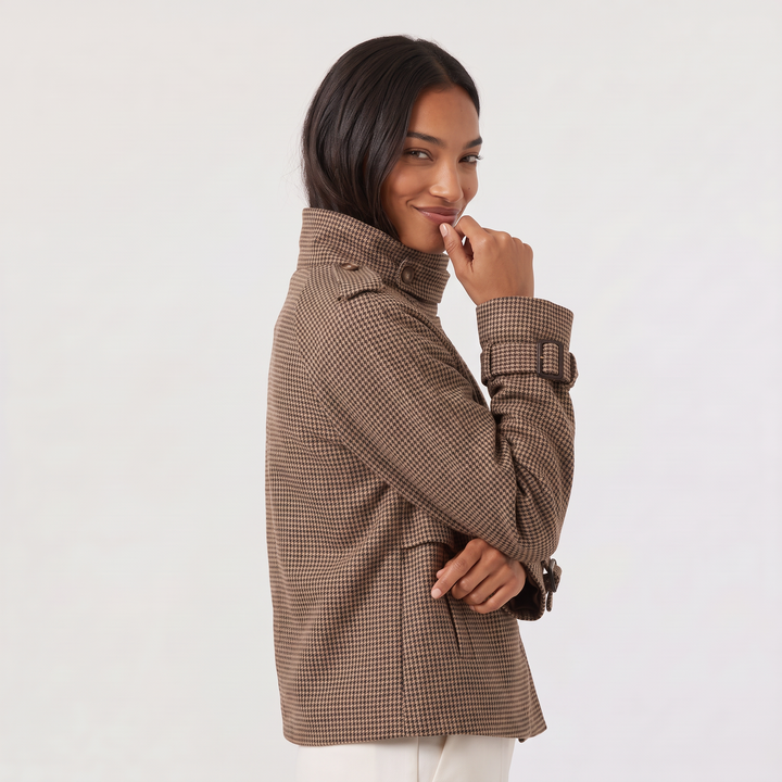 Dottie | Women's Check Funnel Neck Jacket