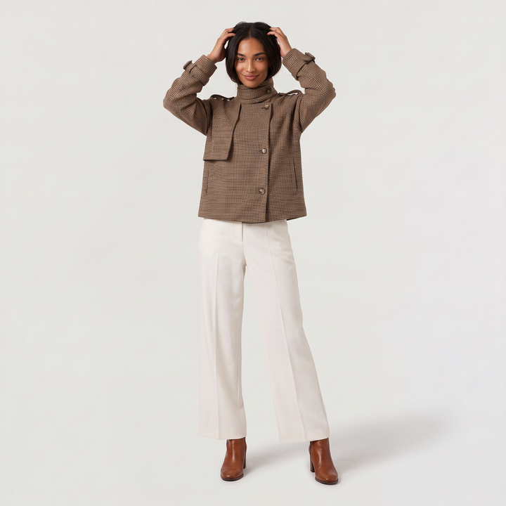 Dottie | Women's Check Funnel Neck Jacket