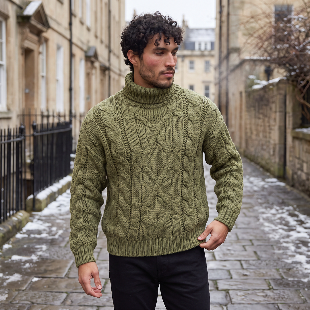 Rupert | Men's Chunky Cable-Knit Roll Neck Jumper