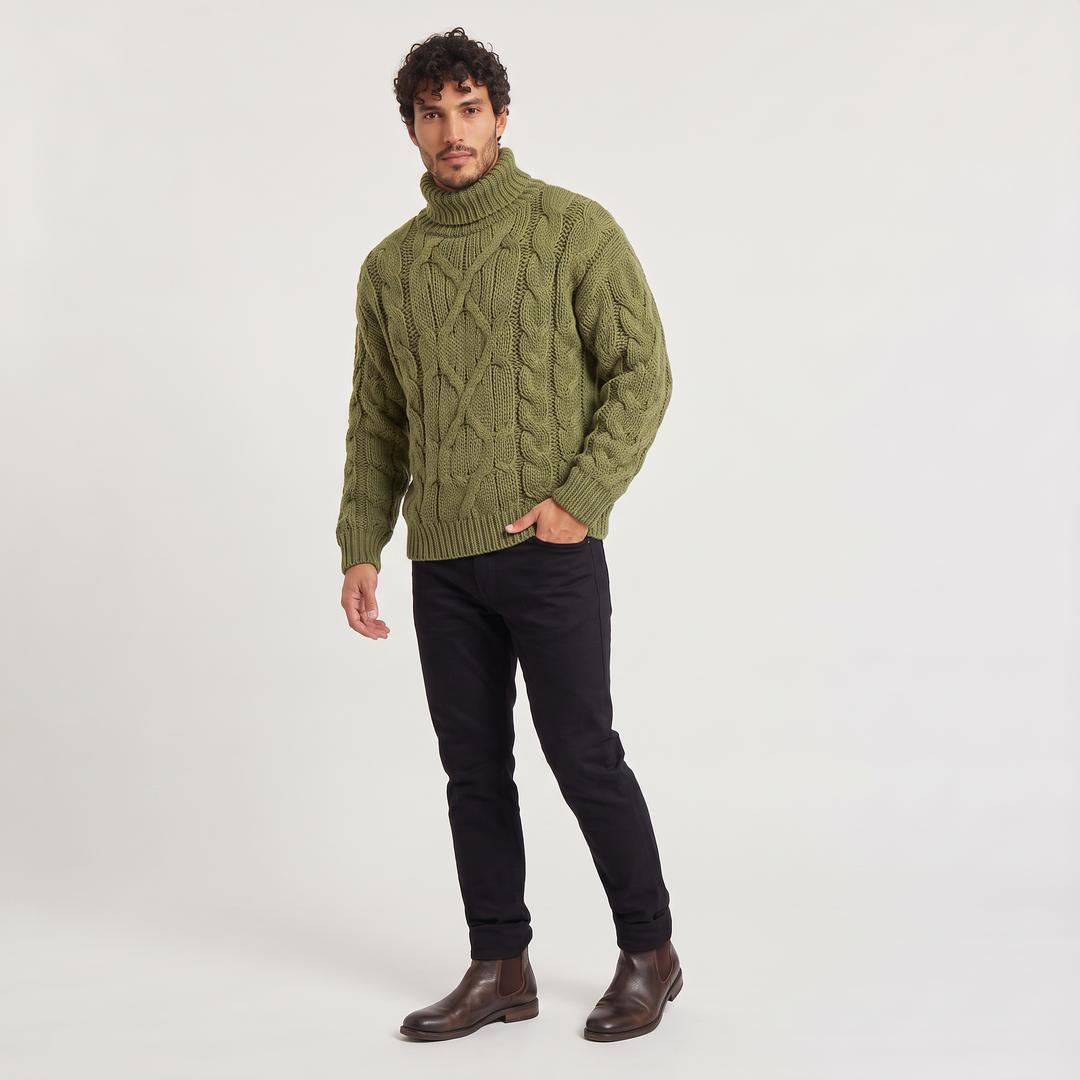 Rupert | Men's Chunky Cable-Knit Roll Neck Jumper