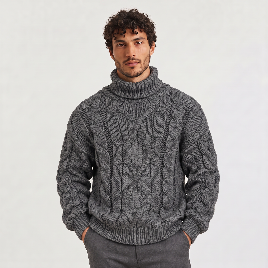 Rupert | Men's Chunky Cable-Knit Roll Neck Jumper