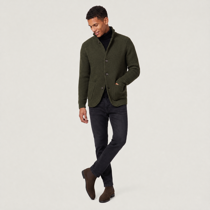 Flynn | Men's Stand Collar Button Front Knit Cardigan