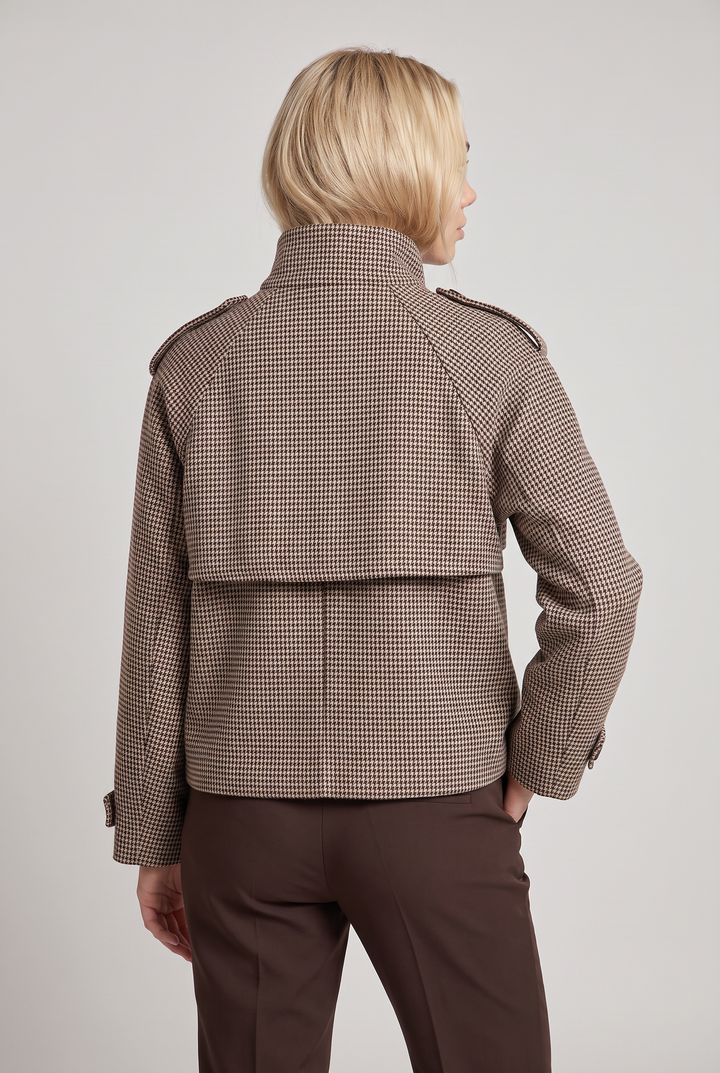 Odette | Women's Houndstooth Funnel Neck Jacket