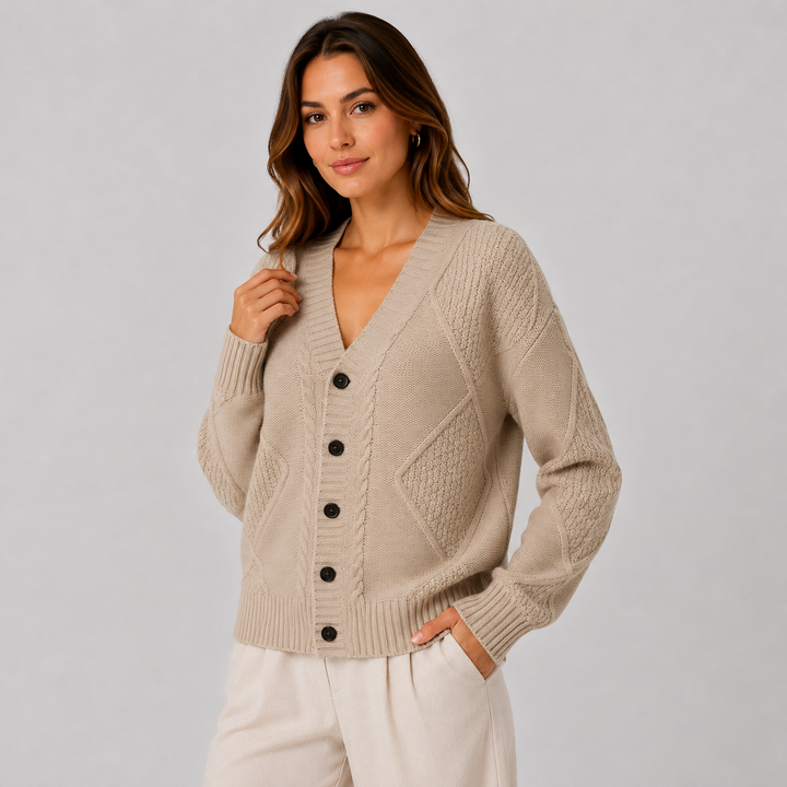 Ada | Women's Cable Knit V Neck Cardigan