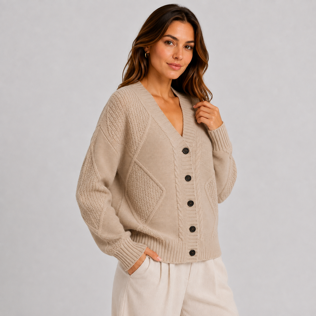 Ada | Women's Cable Knit V Neck Cardigan