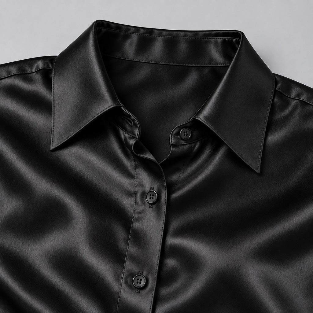 Simone | Women's Satin Button-Up Blouse