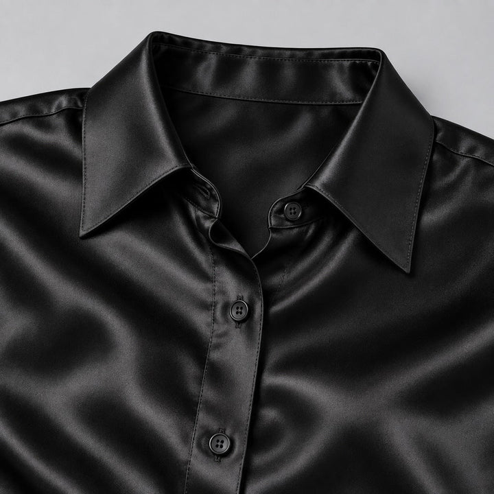 Simone | Women's Satin Button-Up Blouse