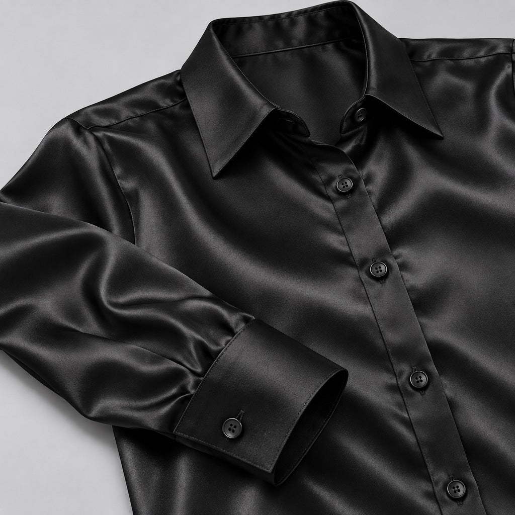 Simone | Women's Satin Button-Up Blouse