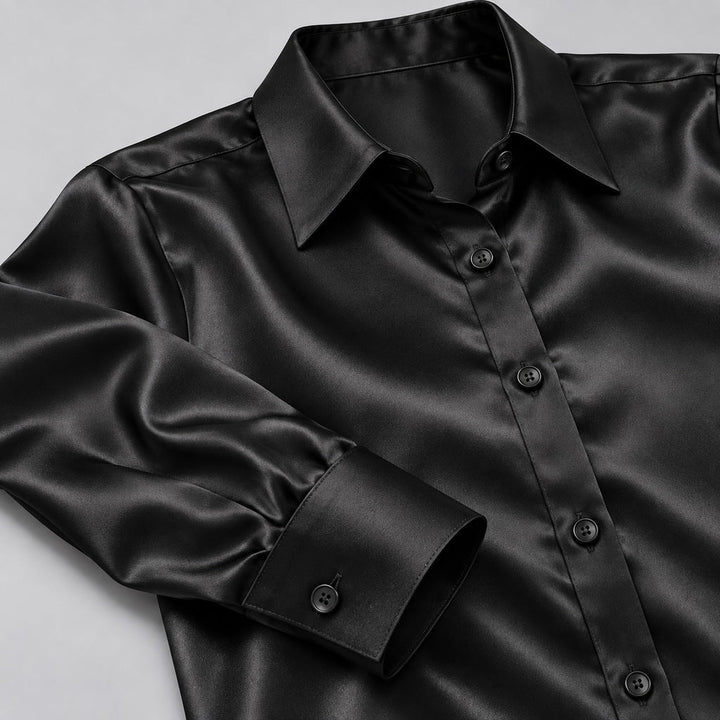 Simone | Women's Satin Button-Up Blouse