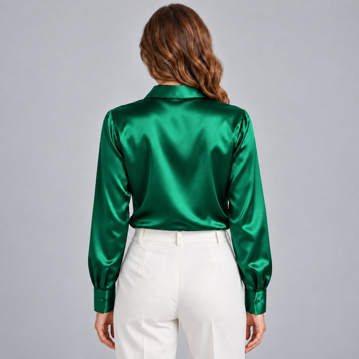 Simone | Women's Satin Button-Up Blouse