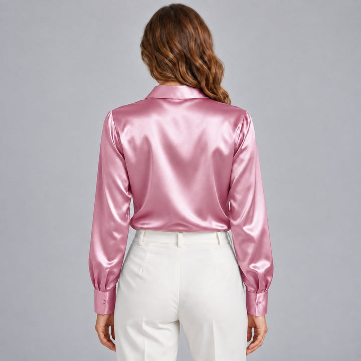 Simone | Women's Satin Button-Up Blouse