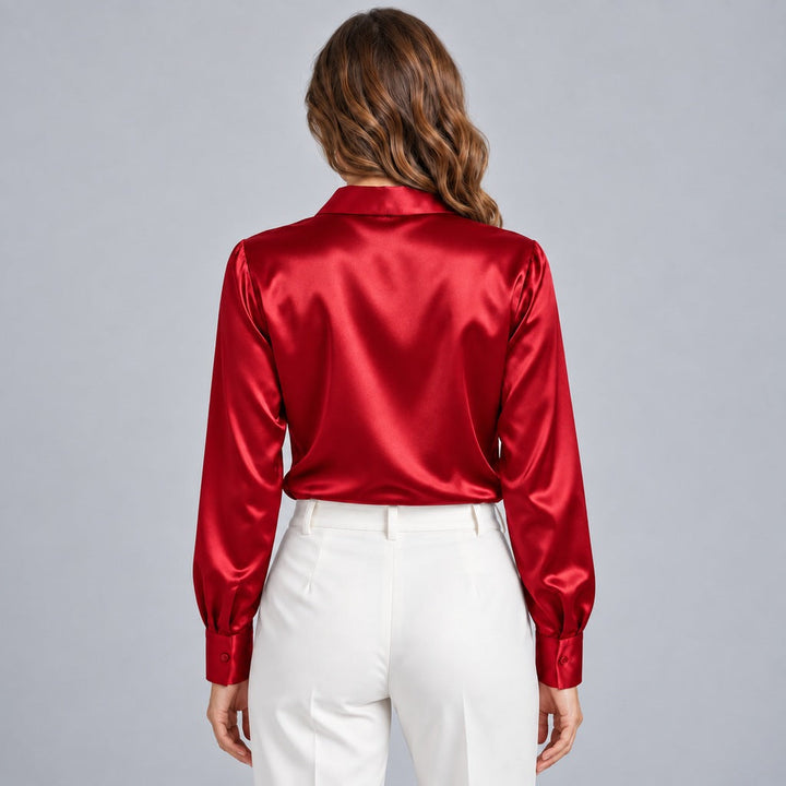 Simone | Women's Satin Button-Up Blouse