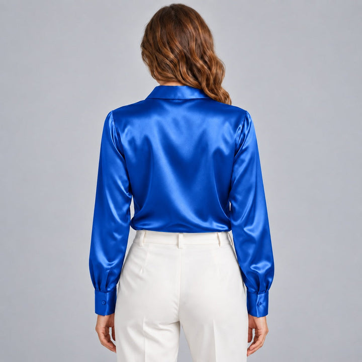 Simone | Women's Satin Button-Up Blouse