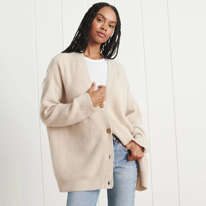 Mallory | Women's Oversized Open-Front Rib Knit Cardigan