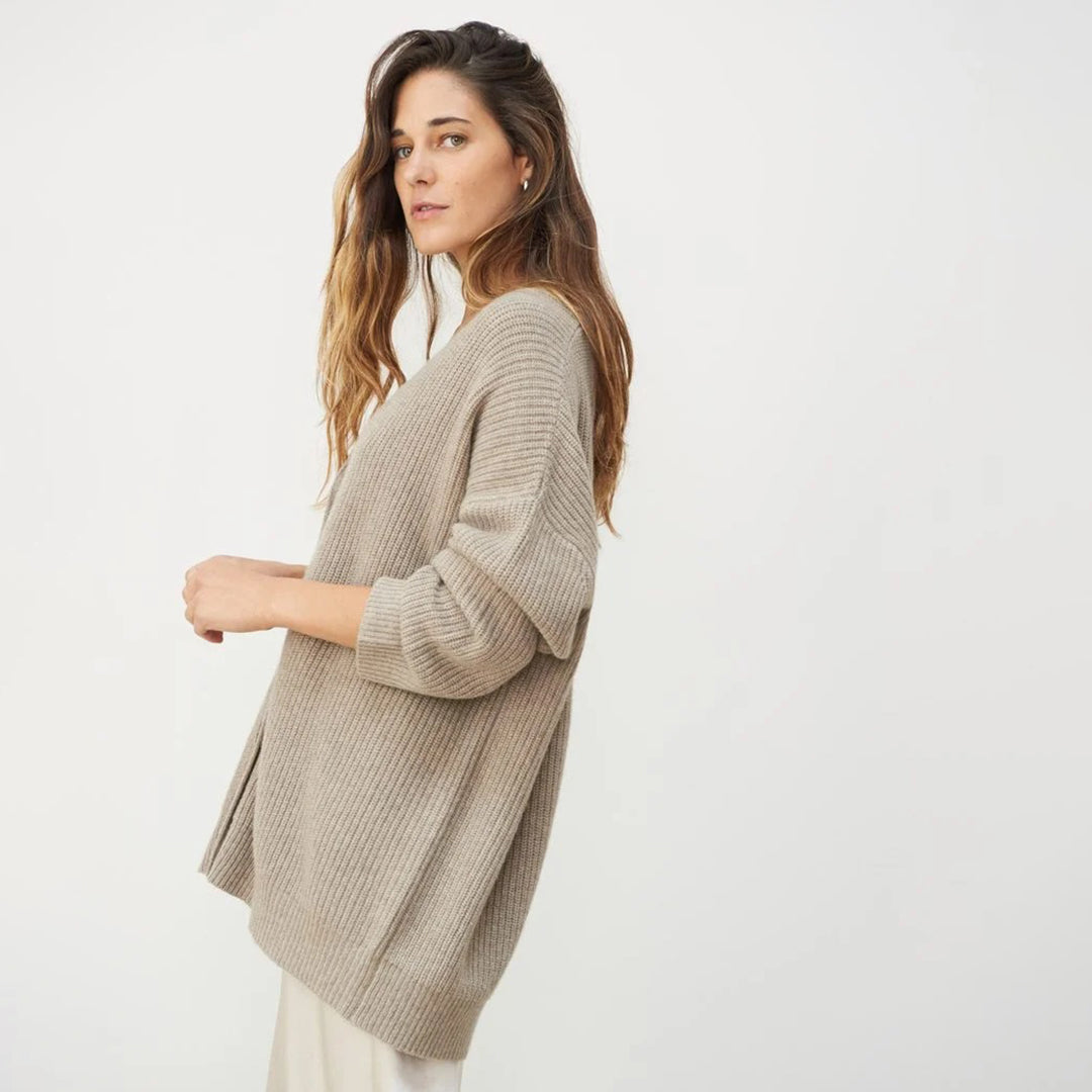 Mallory | Women's Oversized Open-Front Rib Knit Cardigan