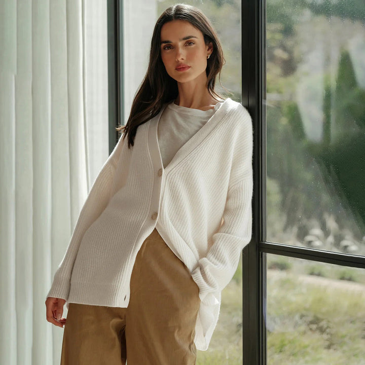 Mallory | Women's Oversized Open-Front Rib Knit Cardigan