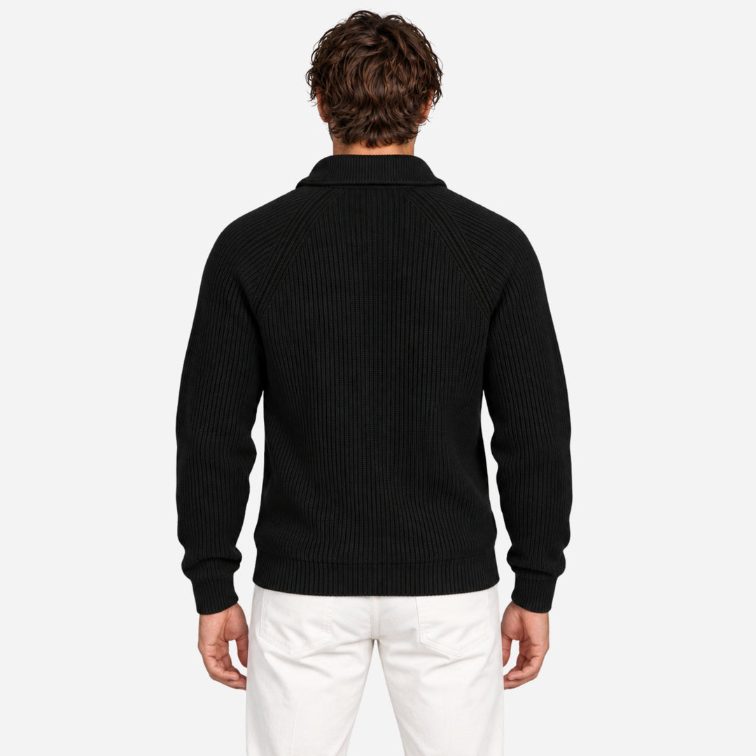Elliot | Men's Quarter Zip Ribbed Knit Jumper