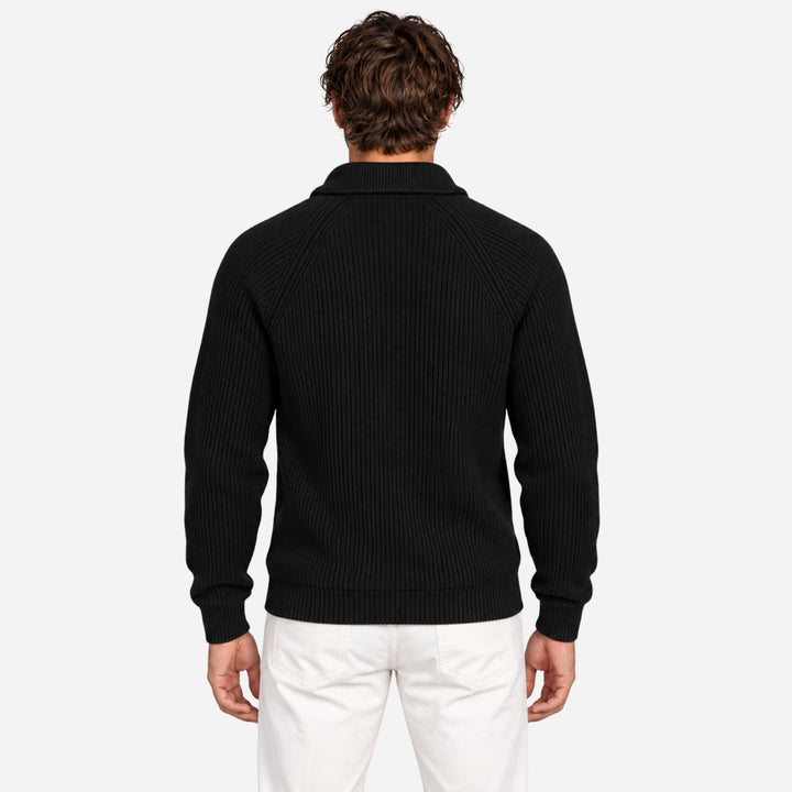 Elliot | Men's Quarter Zip Ribbed Knit Jumper