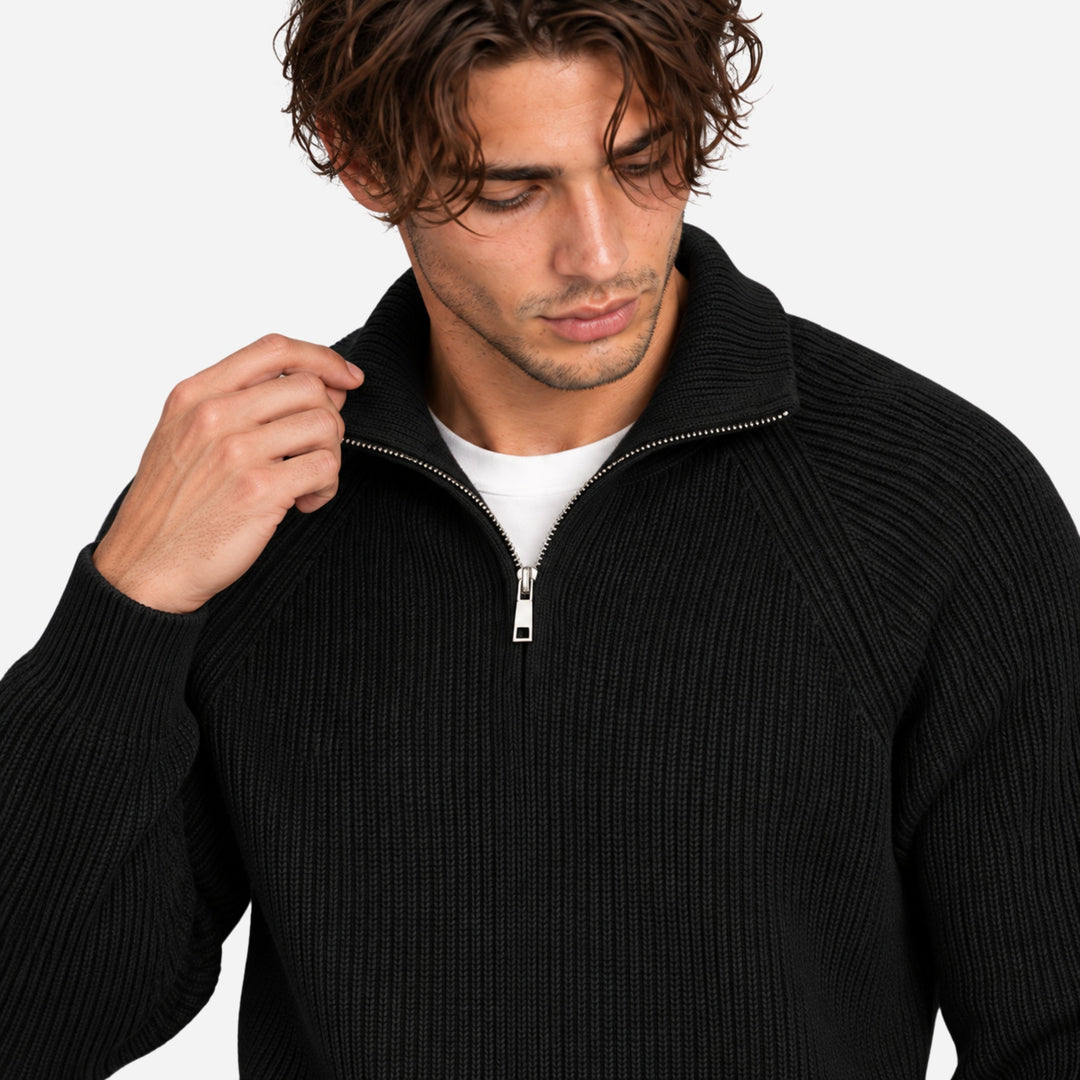 Elliot | Men's Quarter Zip Ribbed Knit Jumper