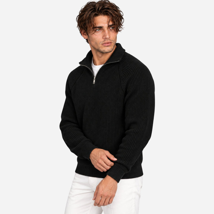 Elliot | Men's Quarter Zip Ribbed Knit Jumper