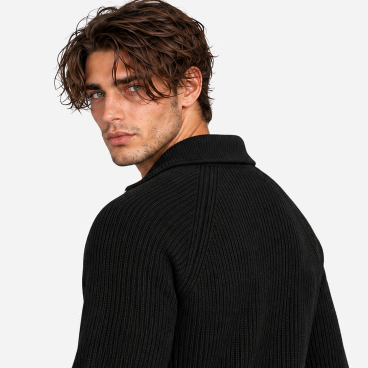 Elliot | Men's Quarter Zip Ribbed Knit Jumper