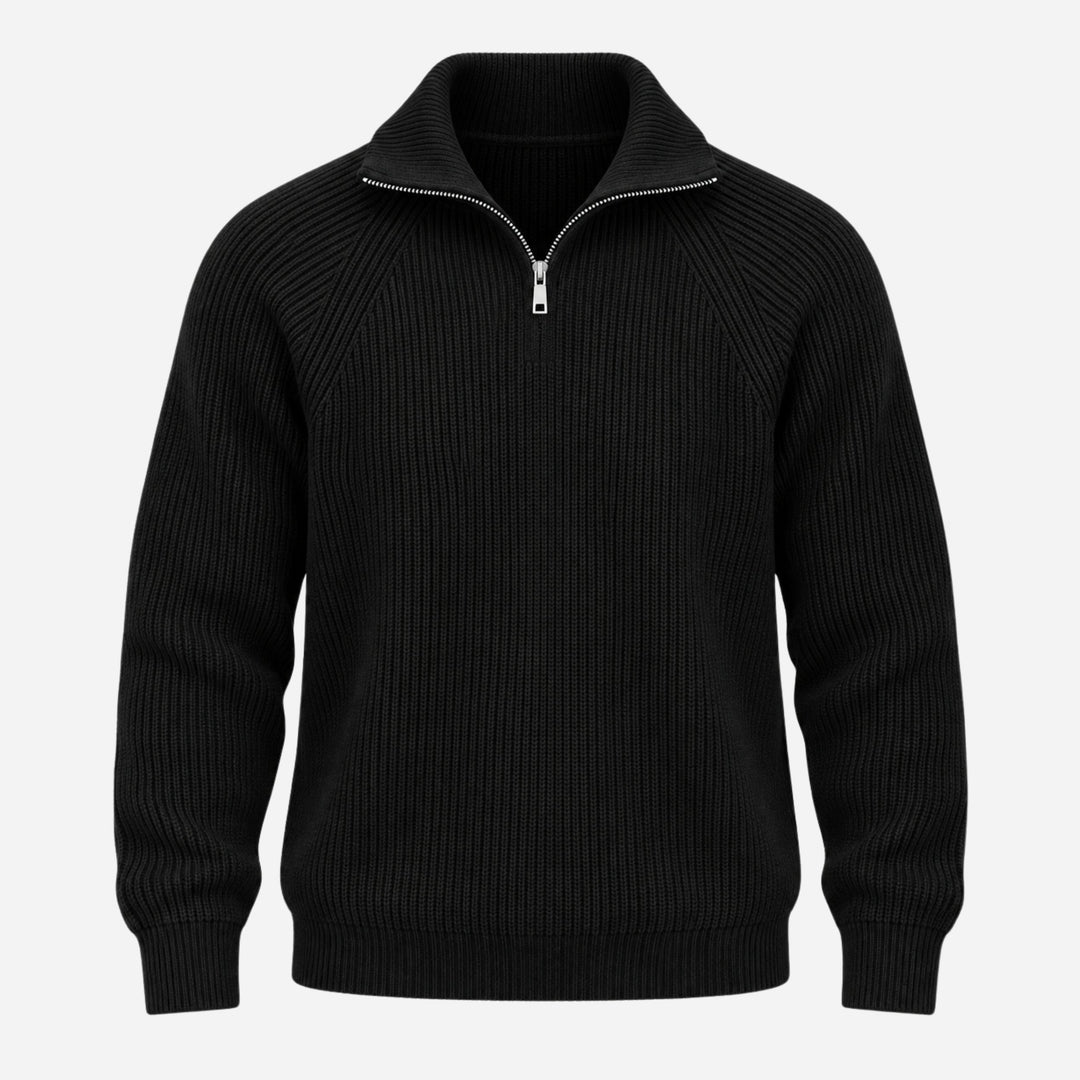 Elliot | Men's Quarter Zip Ribbed Knit Jumper