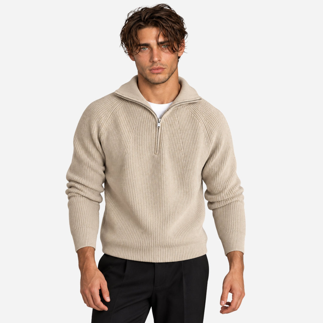 Elliot | Men's Quarter Zip Ribbed Knit Jumper