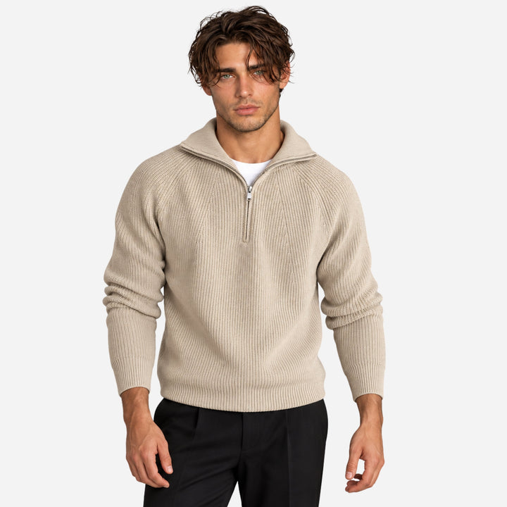 Elliot | Men's Quarter Zip Ribbed Knit Jumper