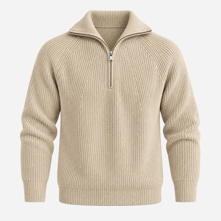 Elliot | Men's Quarter Zip Ribbed Knit Jumper