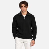 Elliot | Men's Quarter Zip Ribbed Knit Jumper