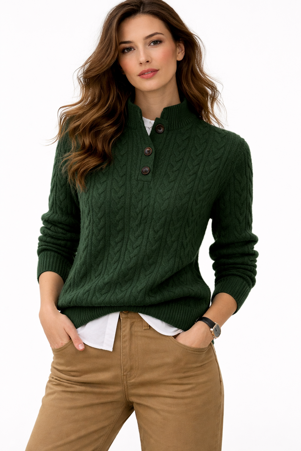Clara | Women's Cable Knit Turtleneck Sweater