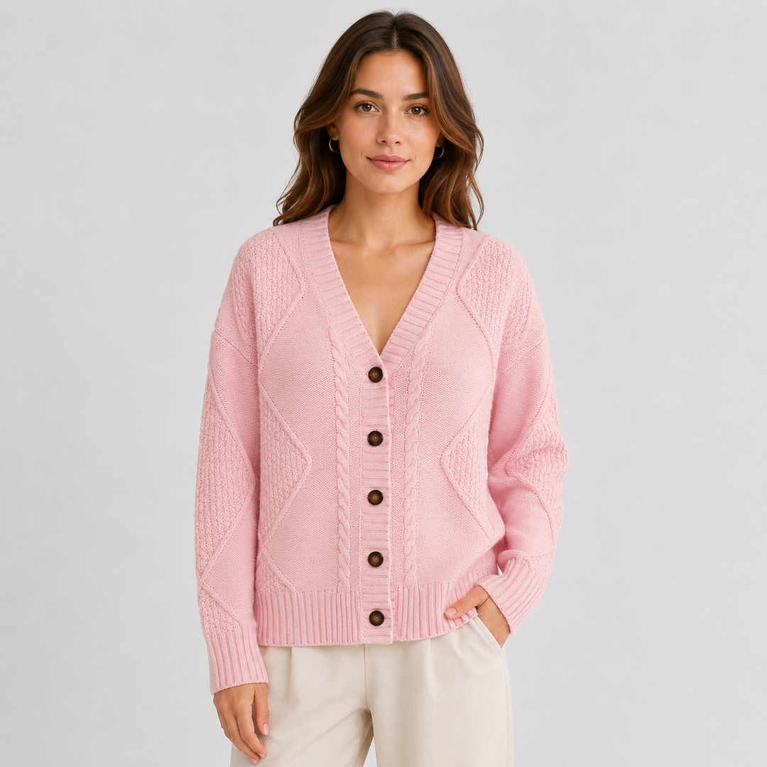 Ada | Women's Cable Knit V Neck Cardigan
