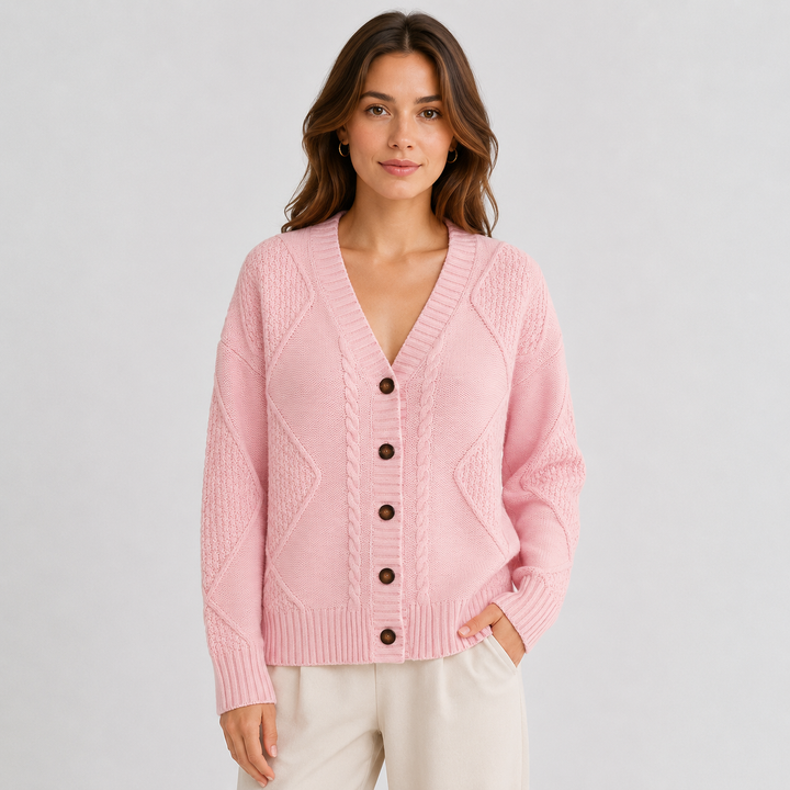 Ada | Women's Cable Knit V Neck Cardigan