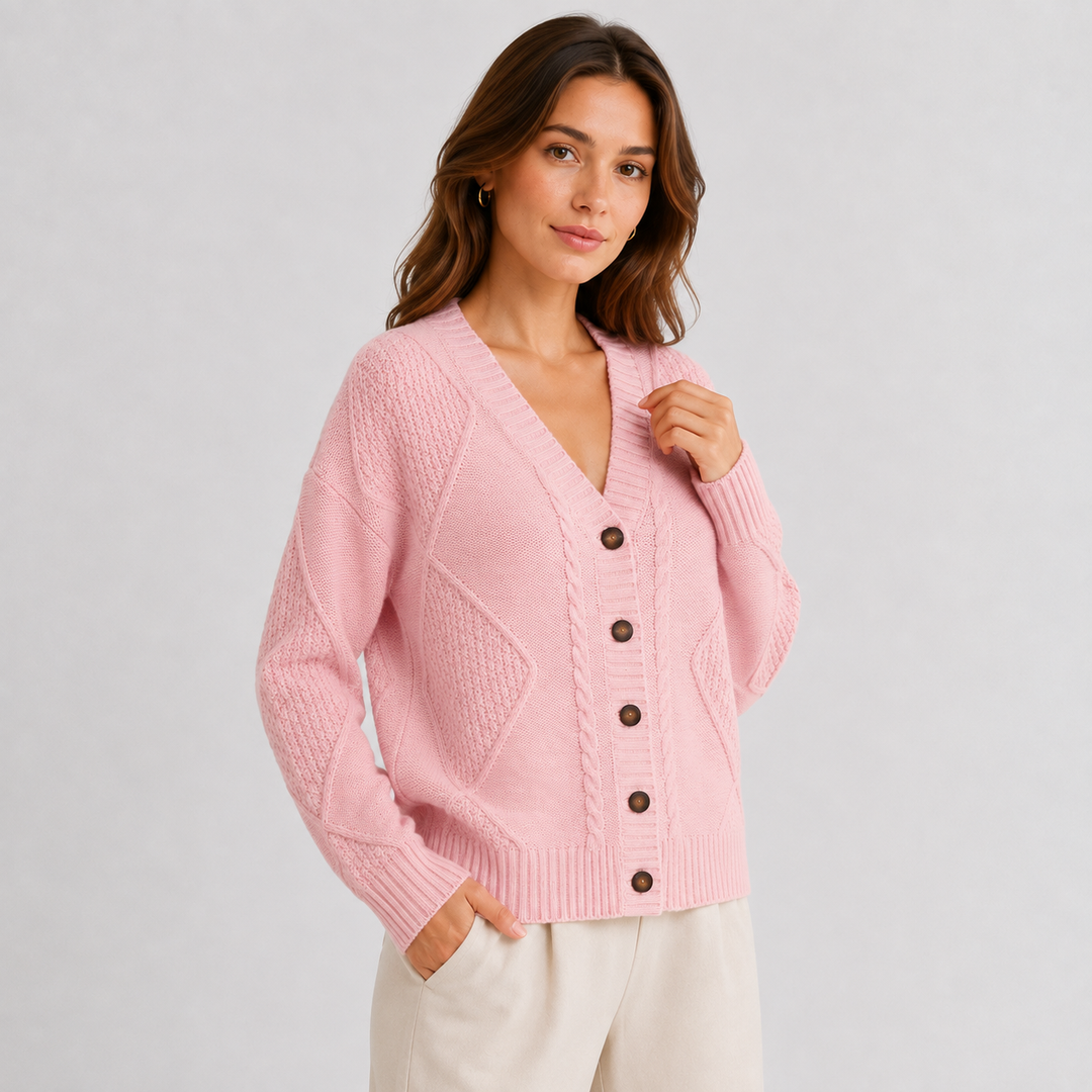 Ada | Women's Cable Knit V Neck Cardigan