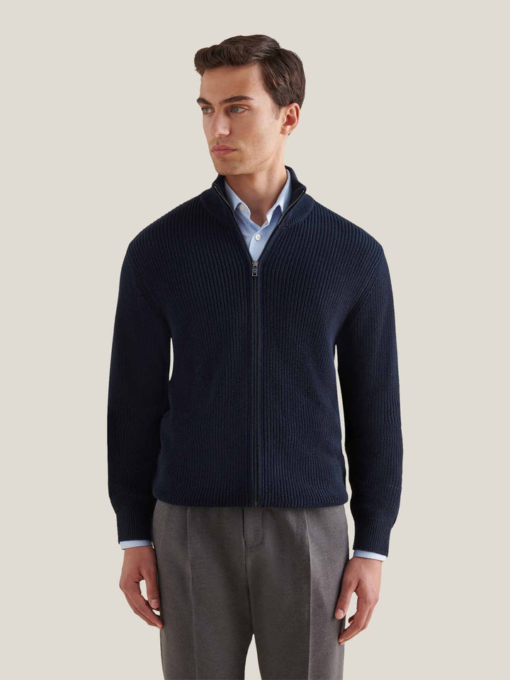 Lachlan | Men's Funnel-Neck Full-Zip Knit Cardigan