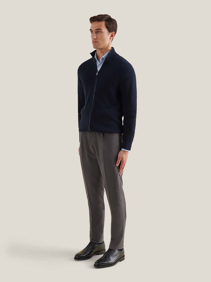 Lachlan | Men's Funnel-Neck Full-Zip Knit Cardigan
