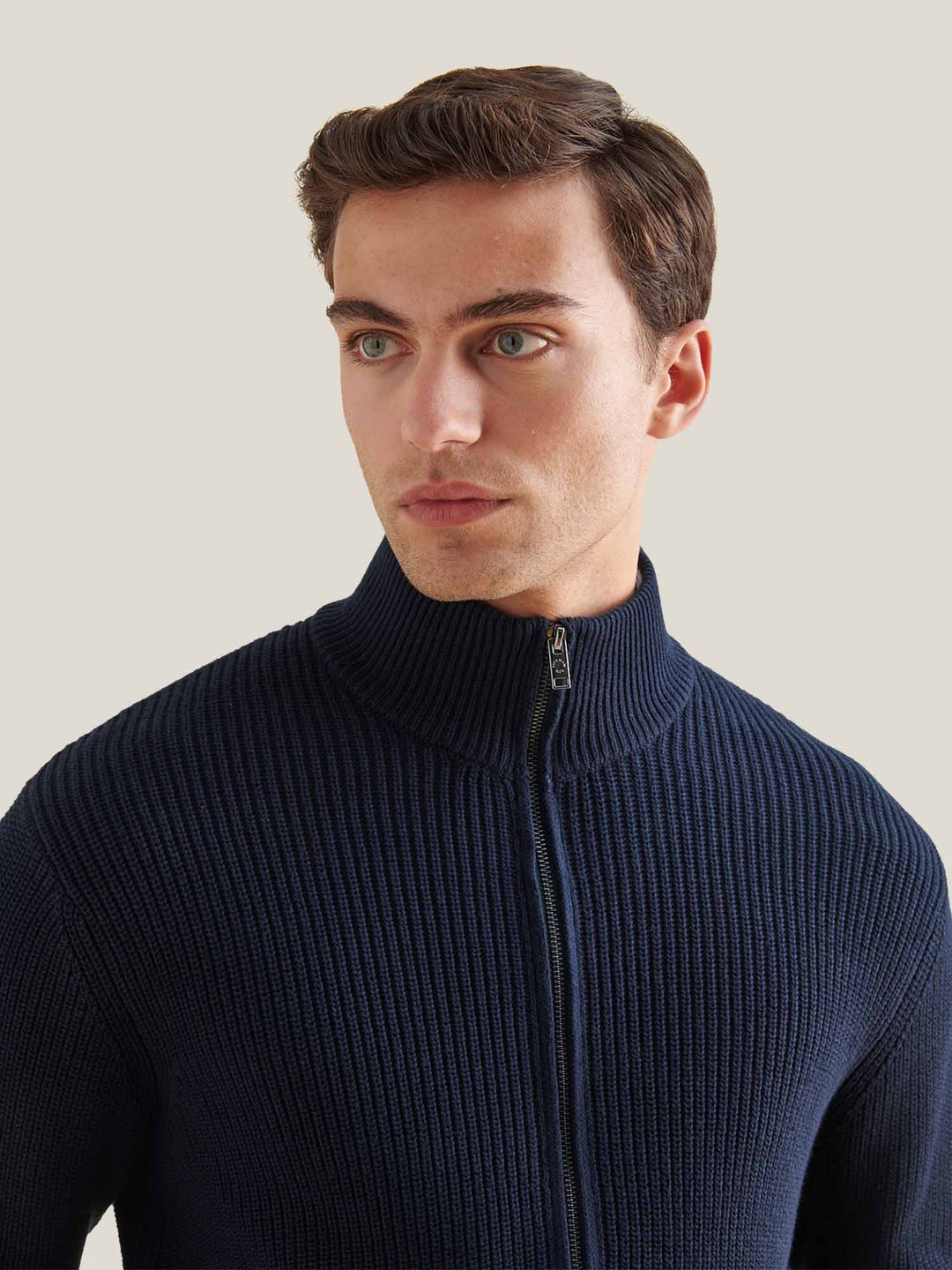 Lachlan | Men's Funnel-Neck Full-Zip Knit Cardigan