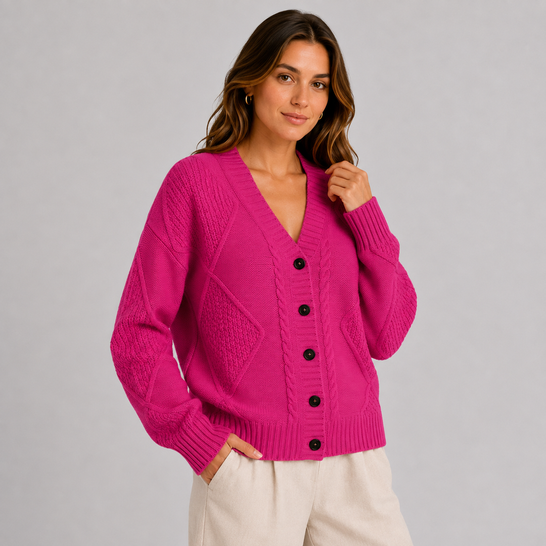 Ada | Women's Cable Knit V Neck Cardigan