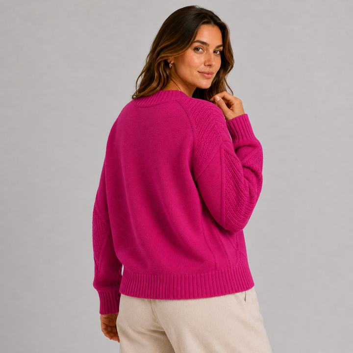 Ada | Women's Cable Knit V Neck Cardigan
