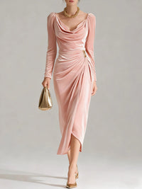 Seraphine | Women's Ruched Velvet Midi Party Dress