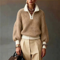 Della | Women's Quarter Zip Brushed Knit Jumper