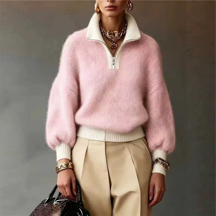 Della | Women's Quarter Zip Brushed Knit Jumper