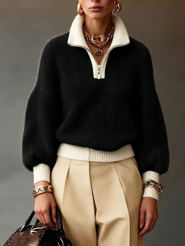 Della | Women's Quarter Zip Brushed Knit Jumper