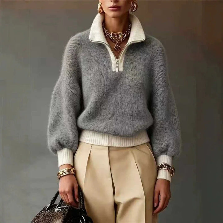 Della | Women's Quarter Zip Brushed Knit Jumper