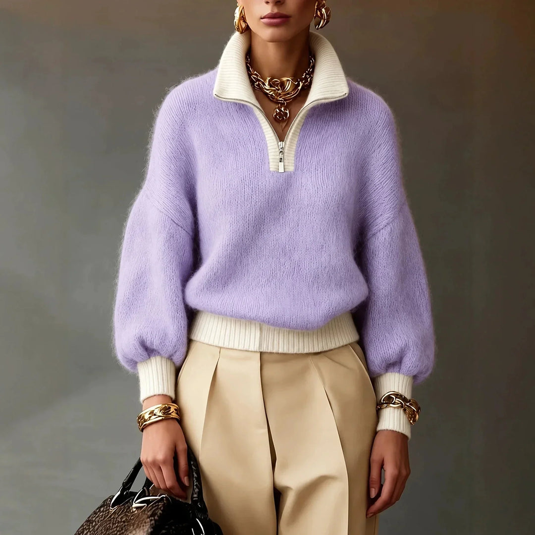 Della | Women's Quarter Zip Brushed Knit Jumper