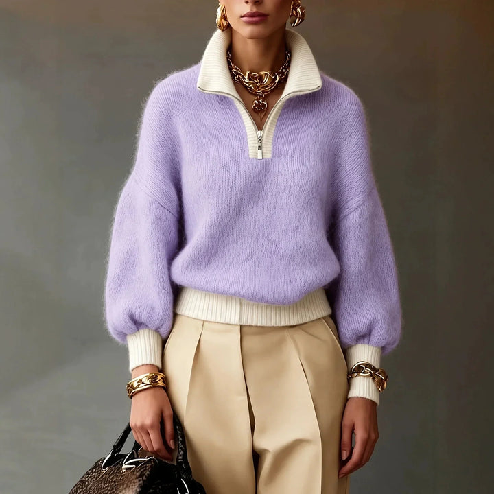 Della | Women's Quarter Zip Brushed Knit Jumper