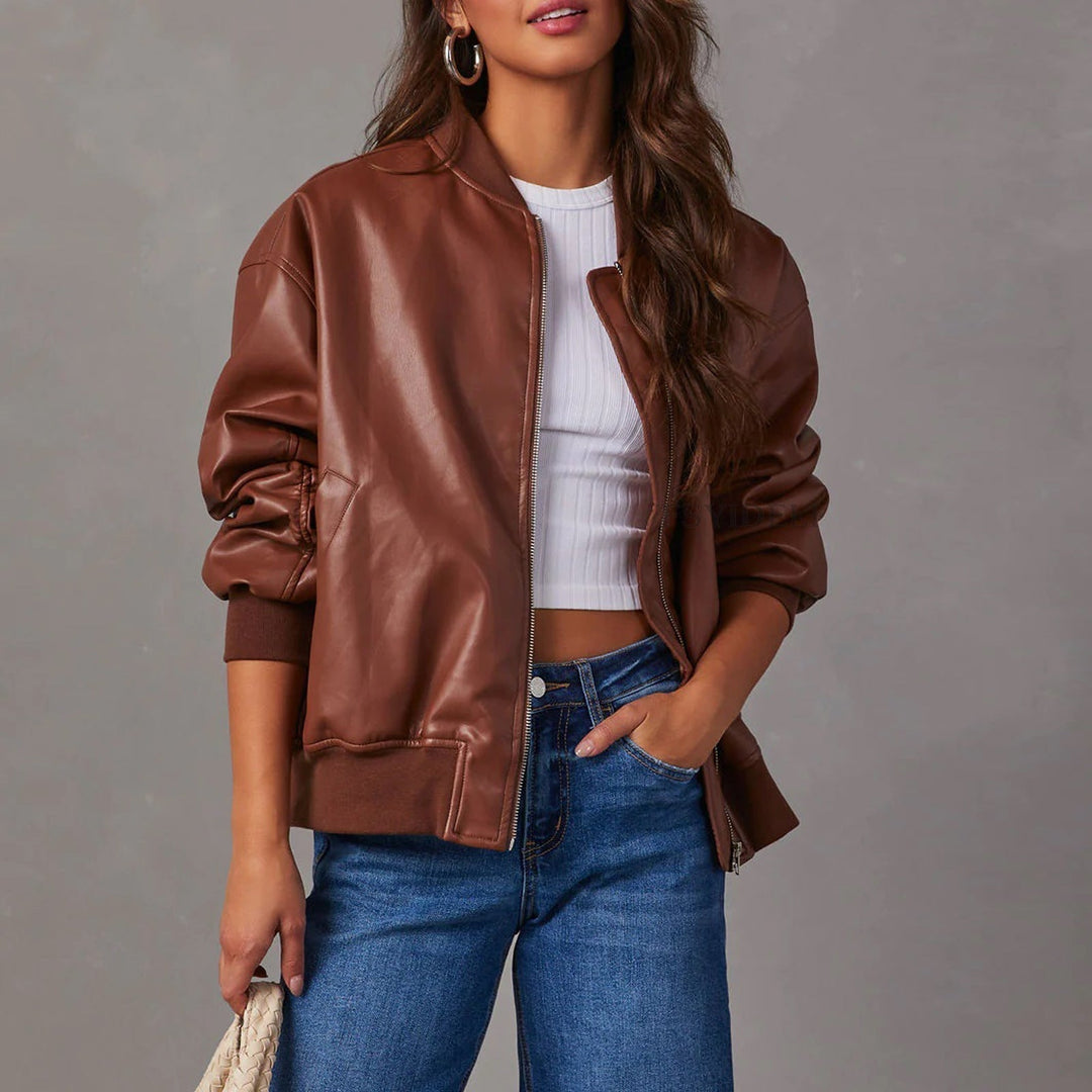 Romilly | Women's Leather Bomber Jacket